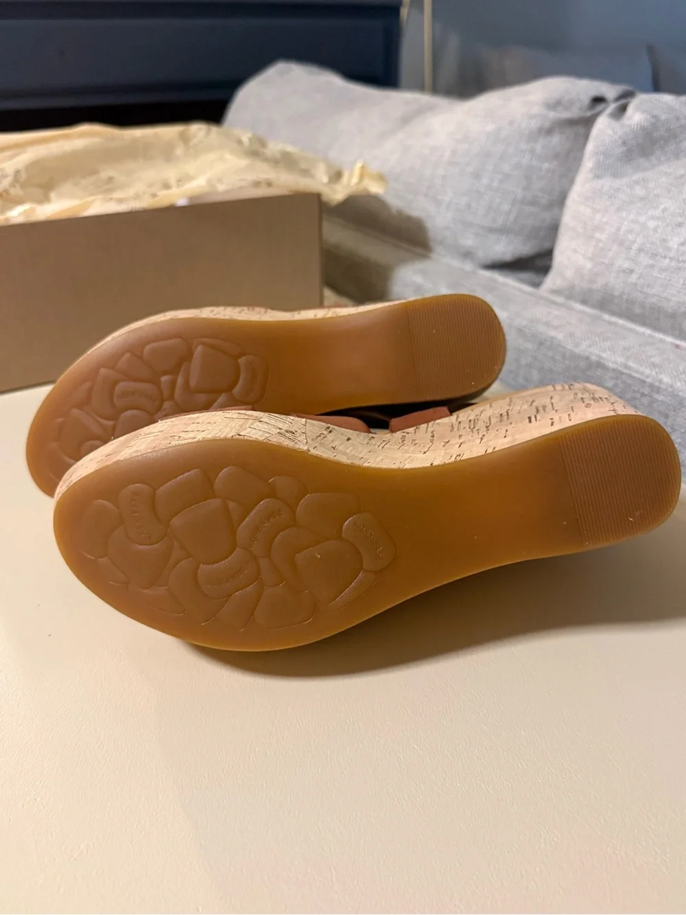 Women's Kork Ease Tan Leather Cork Wedge Sandals - Brand New, sz 9
